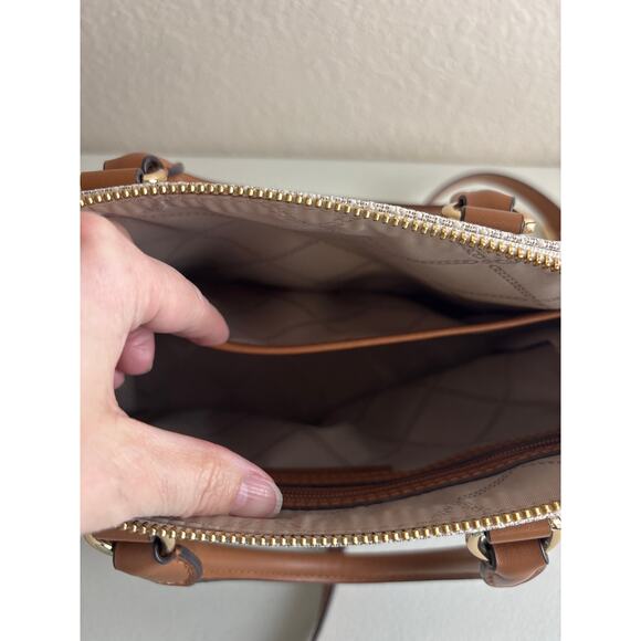 Michael Kors Sienna Medium Logo Messenger Convertible Bag Off-White and Brown - Picture 12 of 16